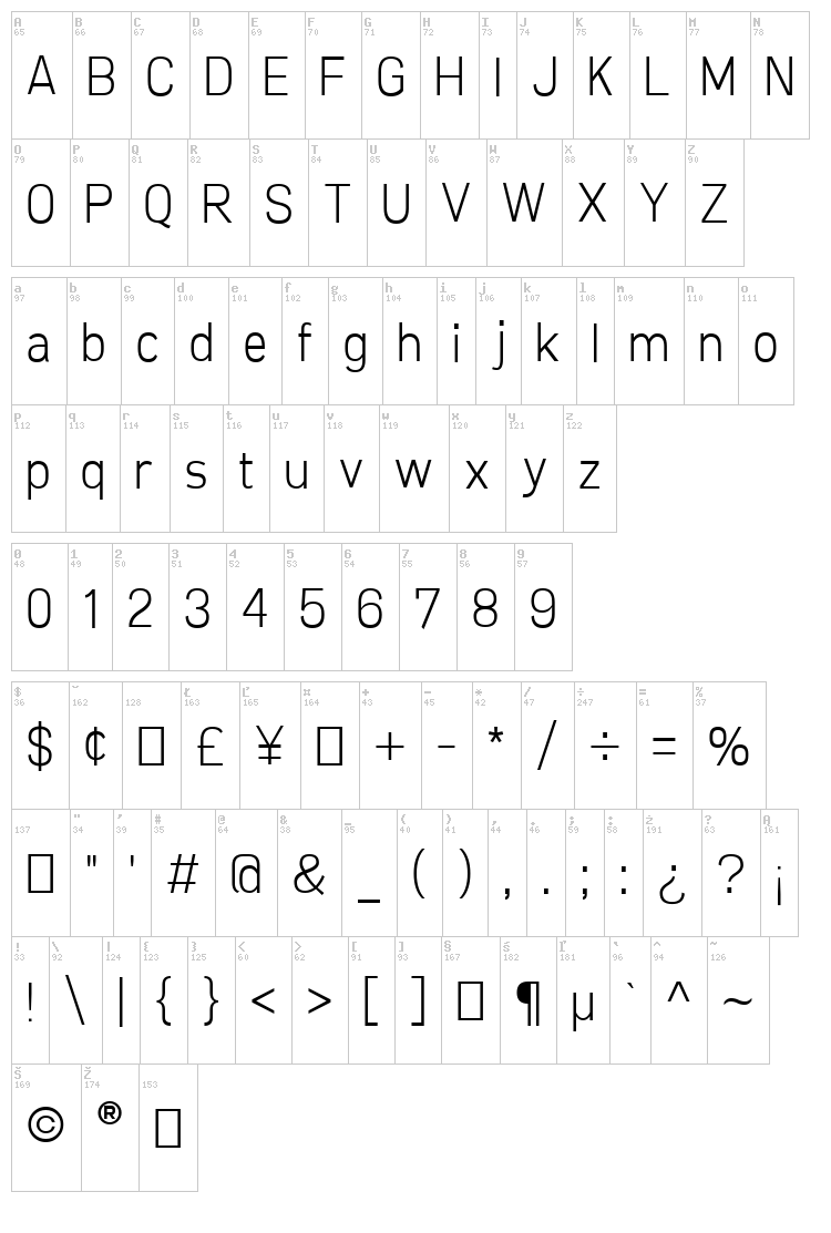 Freeroad font map